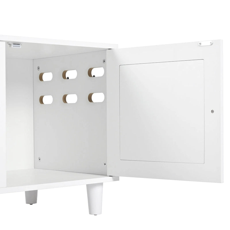 Meuble Cache Litière pour Chat, Cache Litière pour Chat avec Porte à Griffer, Maison pour Animaux de Compagnie Style Meuble, Meuble TV Moderne