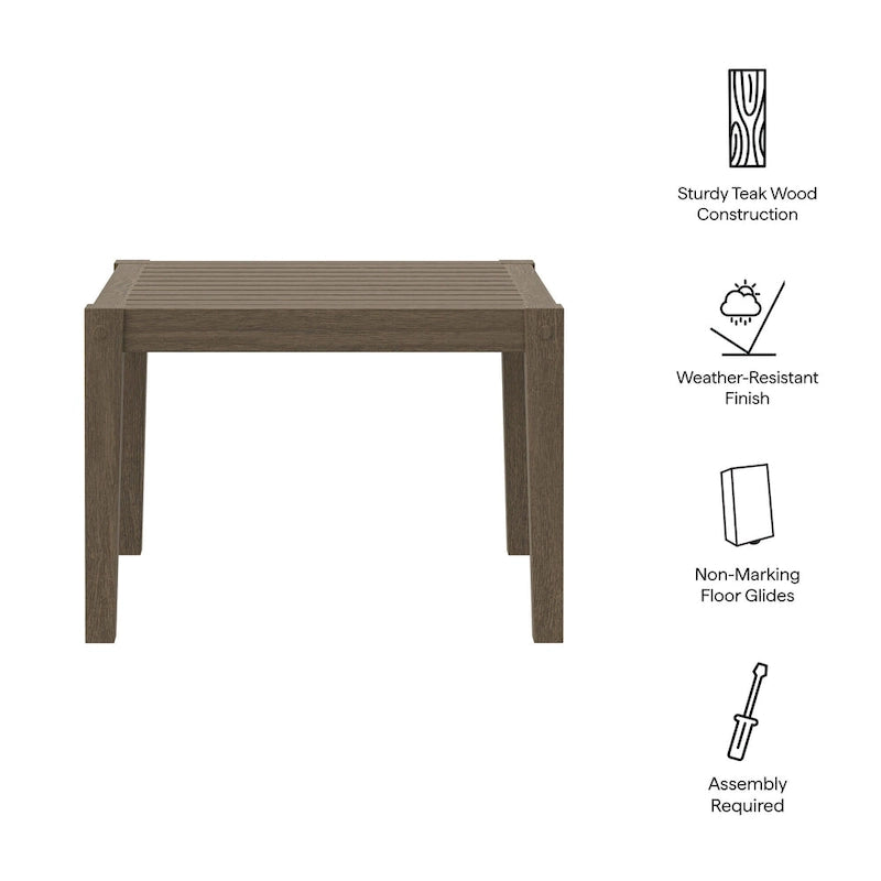 Table d'appoint en teck pour terrasse extérieure Northlake Square