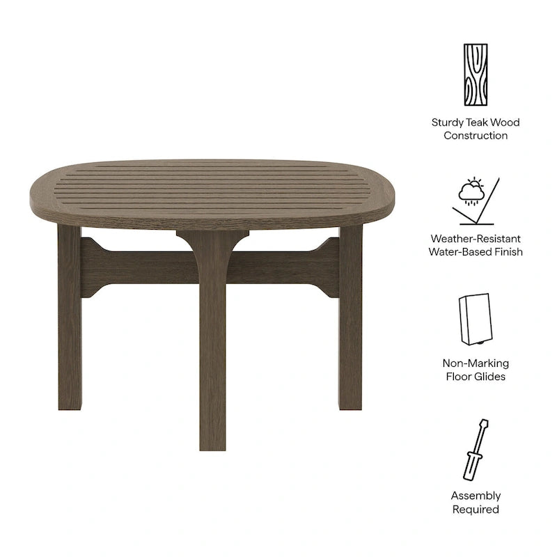 Table d'appoint d'extérieur en teck Saratoga Square