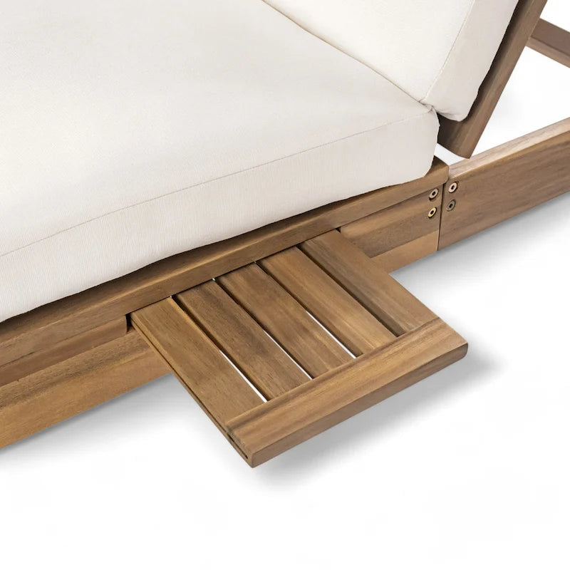 Double chaise longue 5 positions, chaise longue d'extérieur avec coussin et tablettes latérales pliantes pour 2 personnes