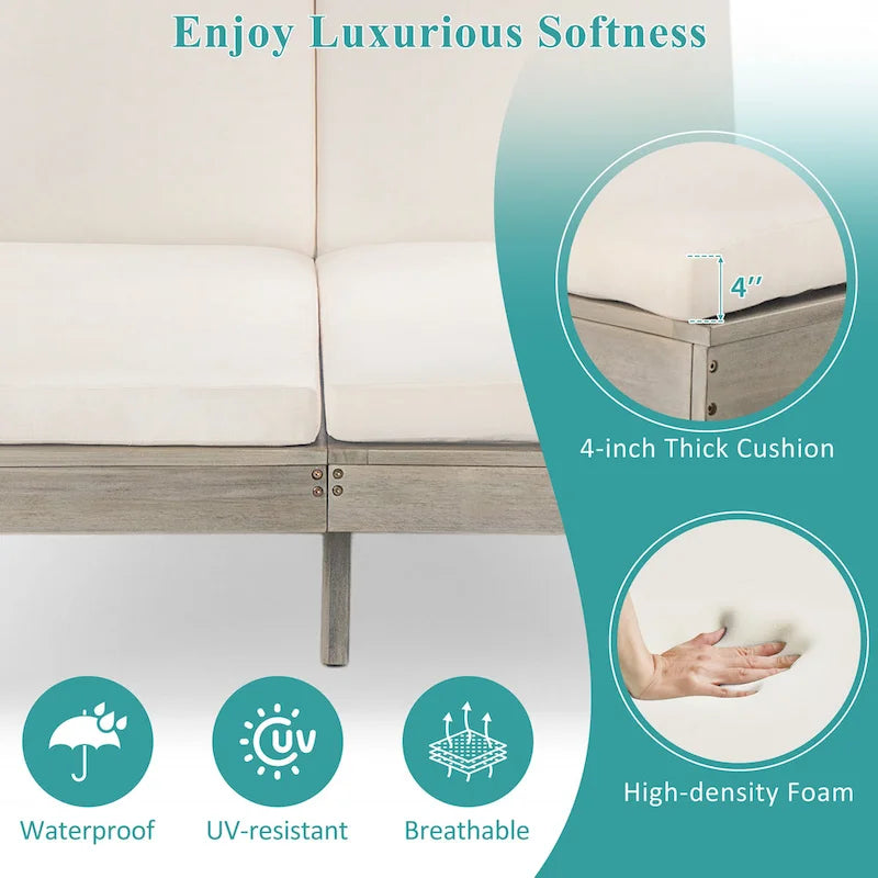 Double chaise longue 5 positions, chaise longue d'extérieur avec coussin et tablettes latérales pliantes pour 2 personnes