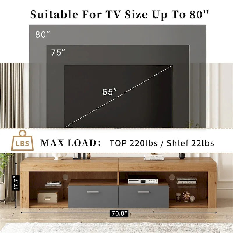 Meubles TV modernes pour téléviseurs jusqu'à 80", Meuble TV avec lumières LED