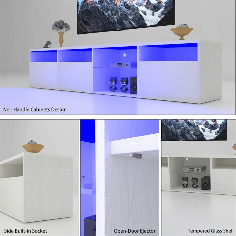 Meuble TV avec rangements, meuble TV LED de 210 cm de long