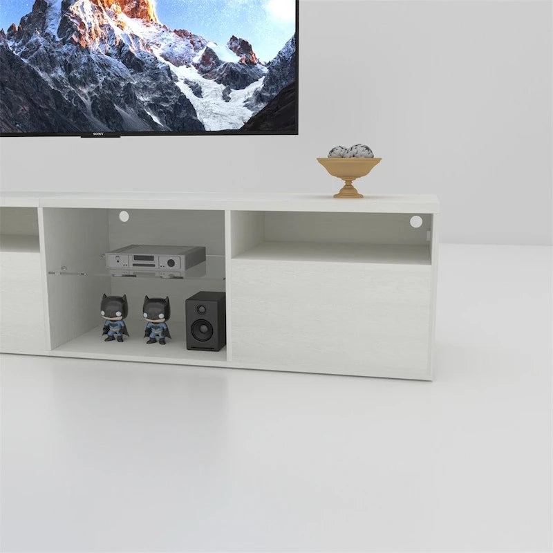 Meuble TV avec rangements, meuble TV LED de 210 cm de long