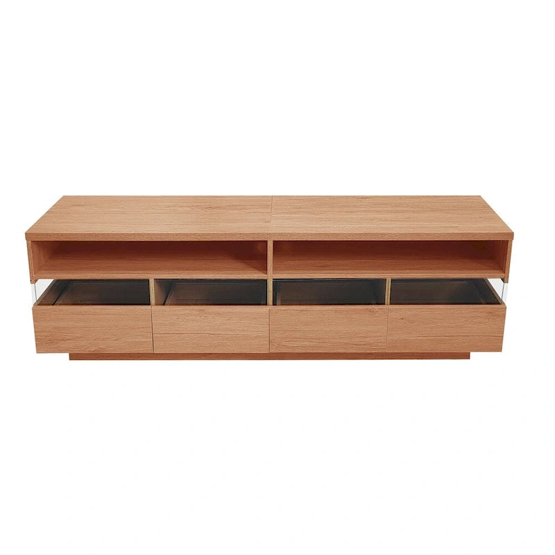 Meuble TV moderne avec 4 tiroirs et 2 niches ouvertes, Meuble Console Multimédia