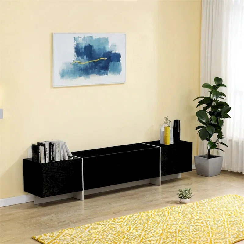 TV Console w/Storage Cabinets,Remote Control,APP Control LED TV Stand