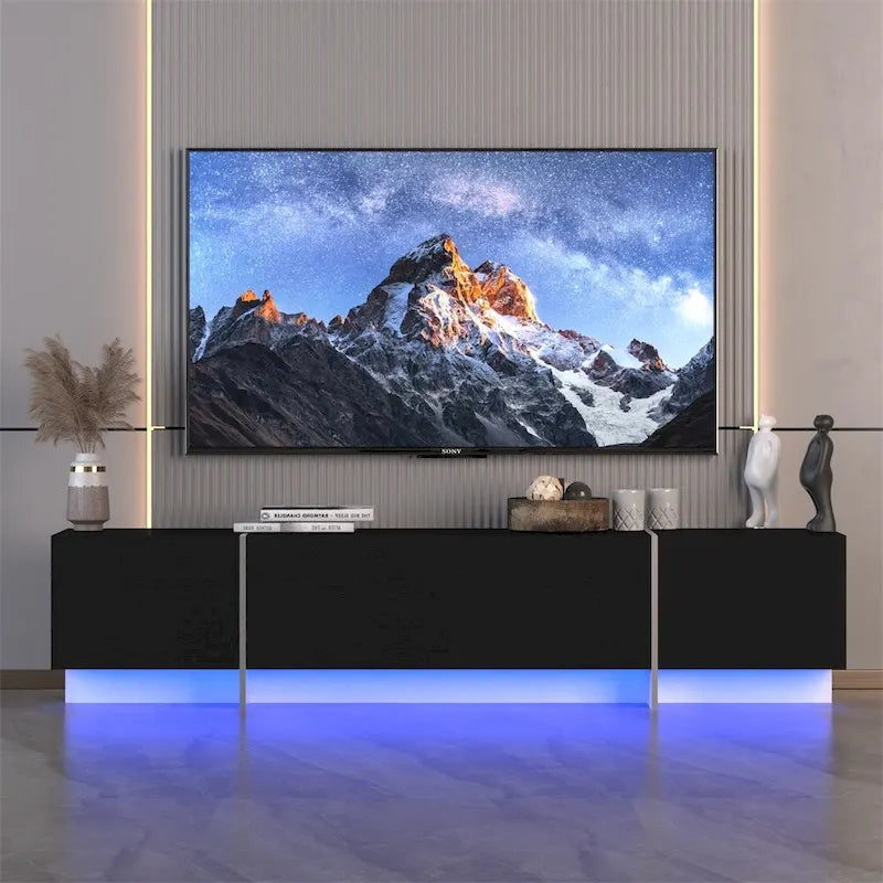 Meuble TV avec placards de rangement, télécommande, meuble TV LED avec contrôle par application