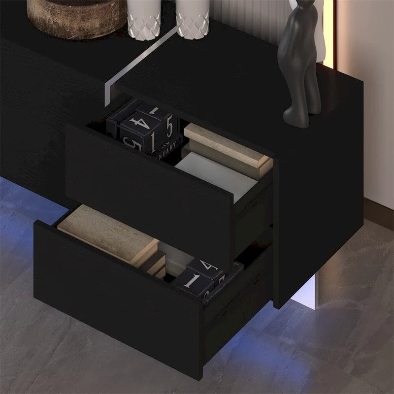 Meuble TV avec placards de rangement, télécommande, meuble TV LED avec contrôle par application