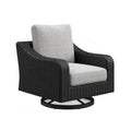 Tira 38 Inch Outdoor Swivel Lounge Chair, Cushioned, Resin, Black, Gray