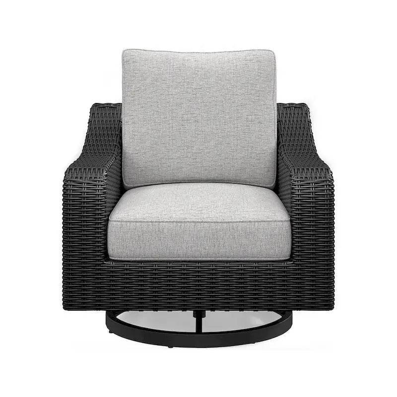 Fauteuil de jardin pivotant Tira 96,5 cm, rembourré, résine, noir, gris