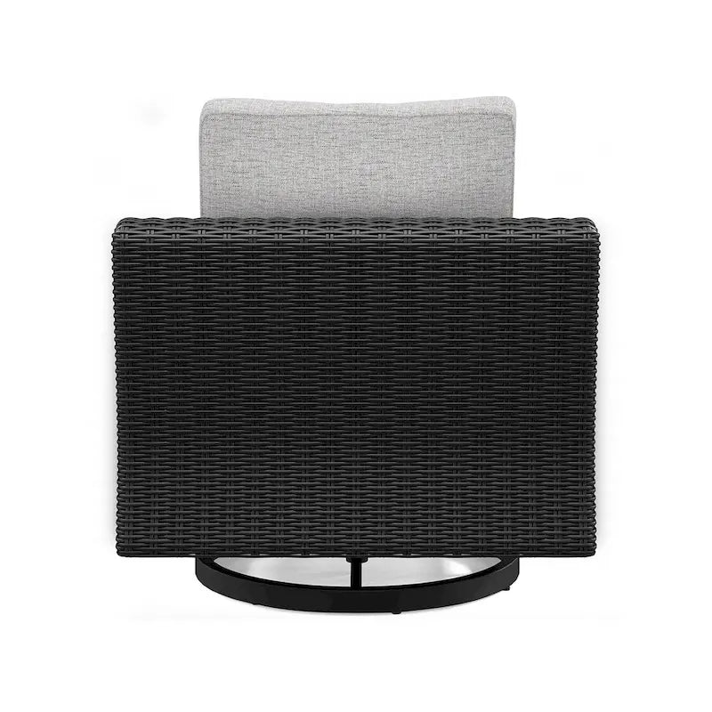 Fauteuil de jardin pivotant Tira 96,5 cm, rembourré, résine, noir, gris