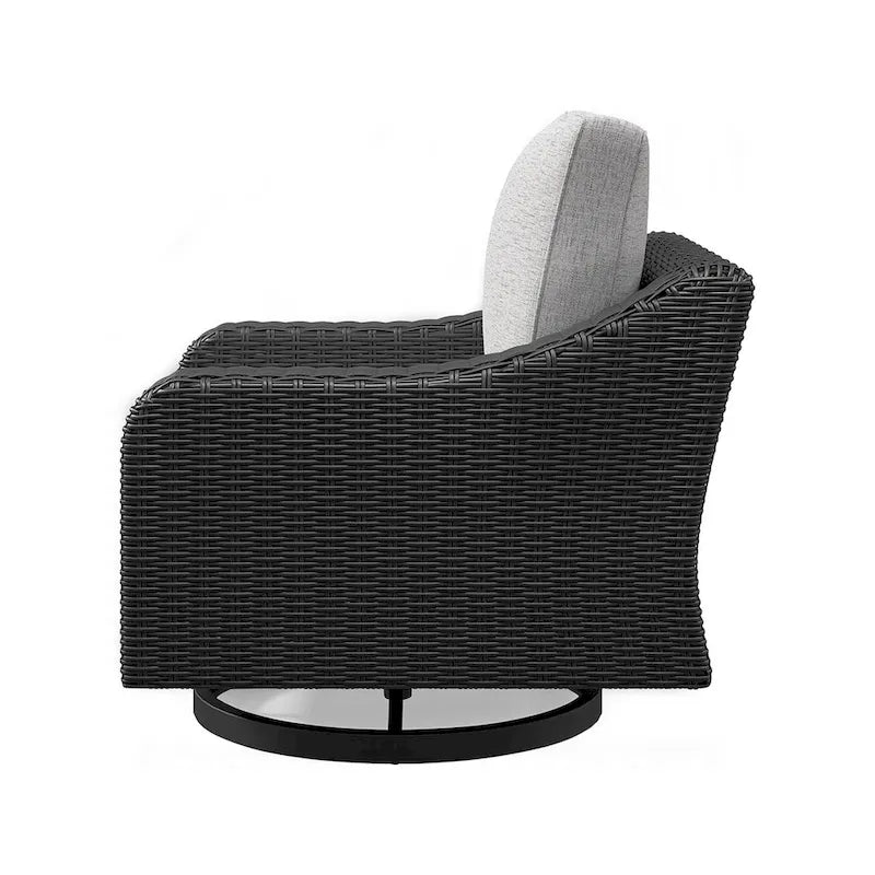 Fauteuil de jardin pivotant Tira 96,5 cm, rembourré, résine, noir, gris