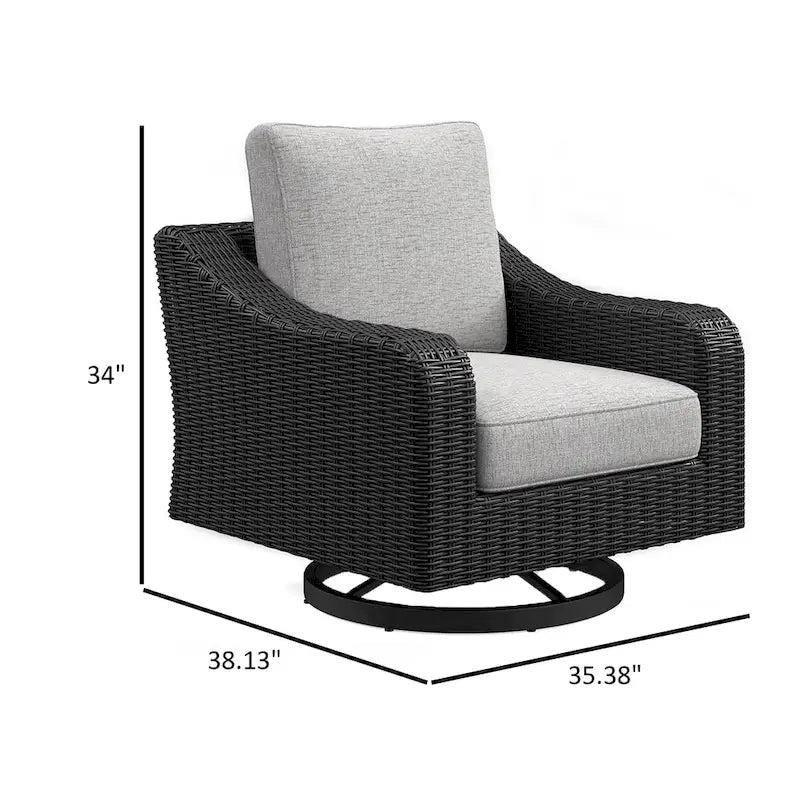 Fauteuil de jardin pivotant Tira 96,5 cm, rembourré, résine, noir, gris