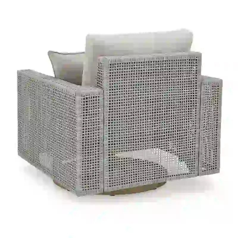 Fauteuil de jardin pivotant Yami de 36 pouces, 1 coussin décoratif, osier gris