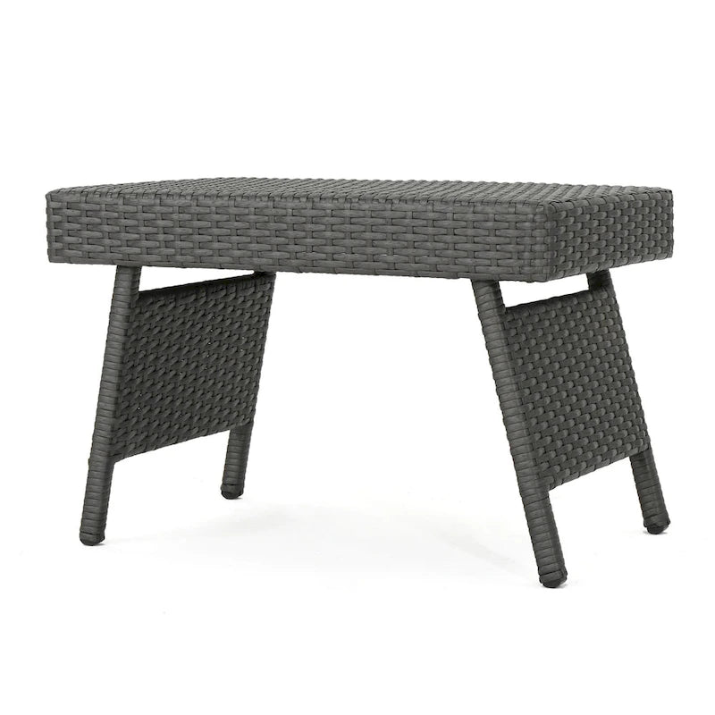 Table d'appoint Mach, Osier et cadre en fer gris foncé, utilisable en extérieur, 24 pouces