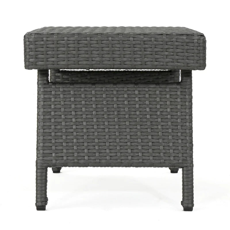 Table d'appoint Mach, Osier et cadre en fer gris foncé, utilisable en extérieur, 24 pouces