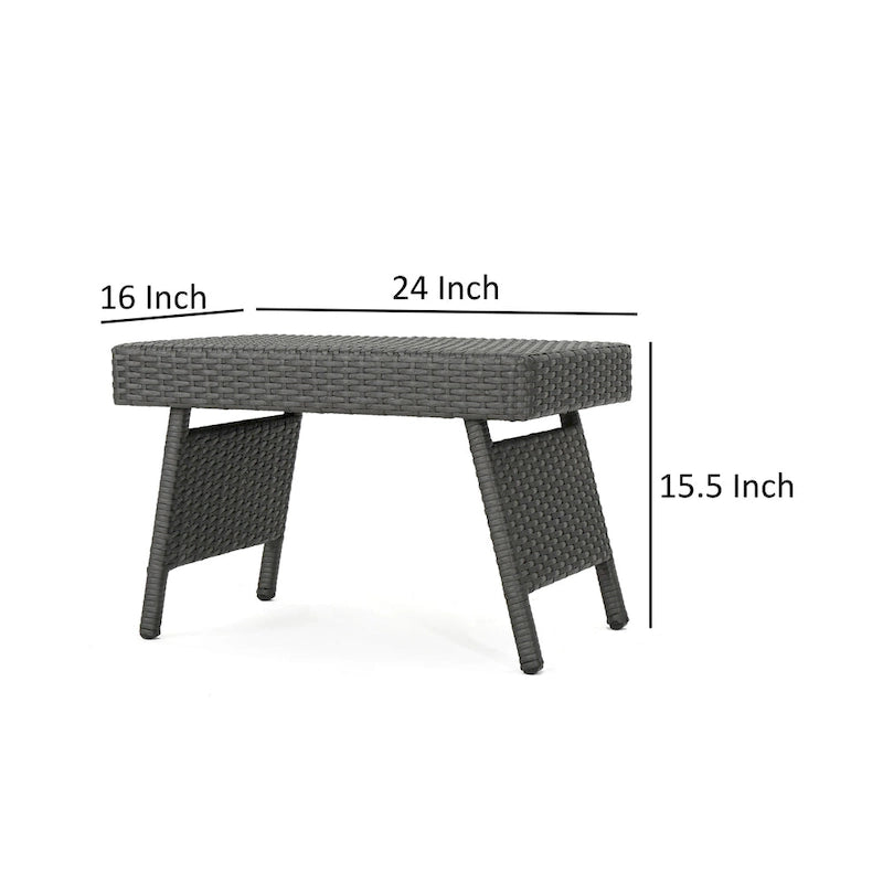 Table d'appoint Mach, Osier et cadre en fer gris foncé, utilisable en extérieur, 24 pouces
