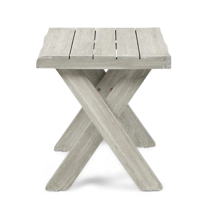 Table d'appoint d'extérieur, teck sablé de 45,7 cm, bois d'acacia gris