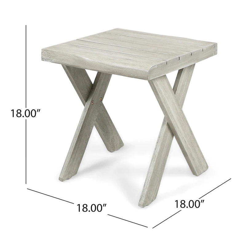 Table d'appoint d'extérieur, teck sablé de 45,7 cm, bois d'acacia gris