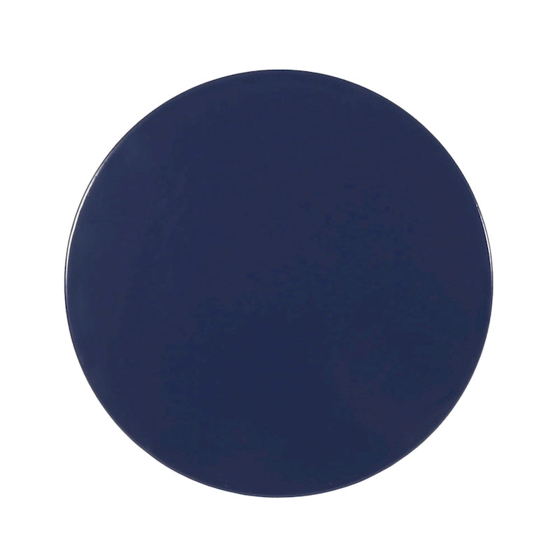 Lot de 2 tables d'appoint d'extérieur Kemo, plateau rond, motif ajouré, bleu marine