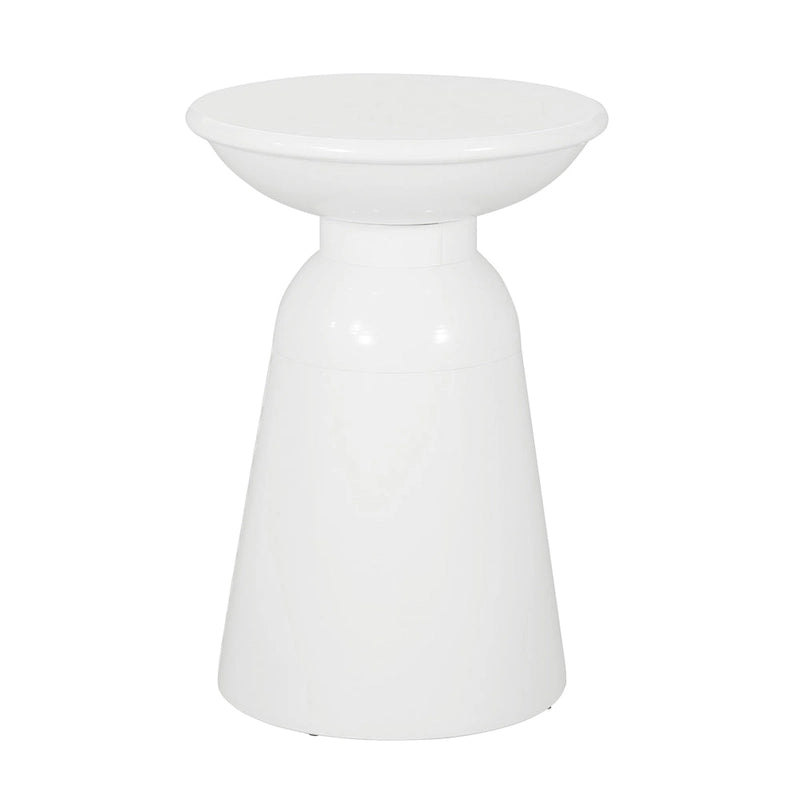 Table d'appoint d'extérieur Suma, plateau rond de 15 pouces, pied central, fer blanc