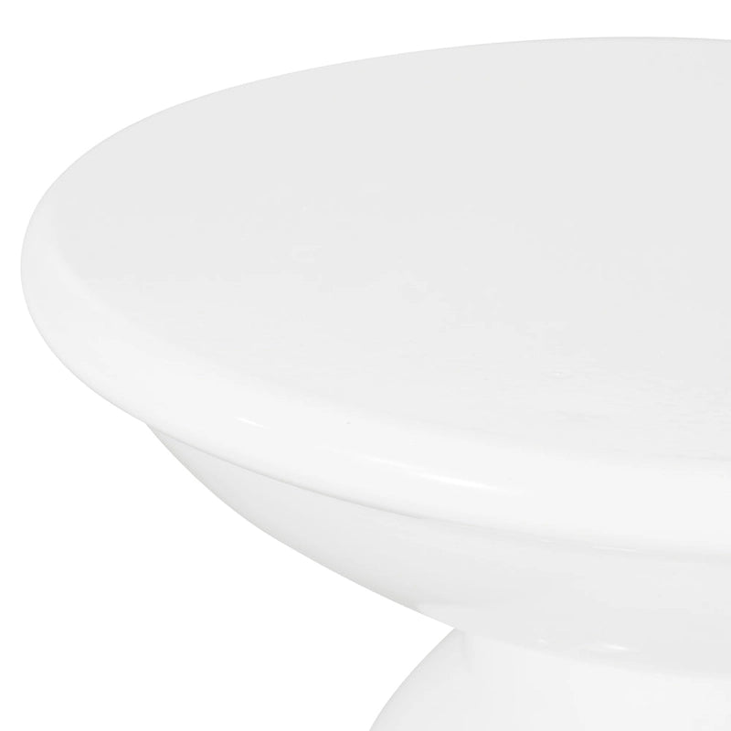 Table d'appoint d'extérieur Suma, plateau rond de 15 pouces, pied central, fer blanc