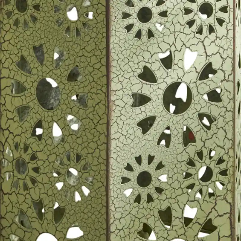 Table d'appoint d'extérieur Liana, hexagonale 35,5 cm, ajourée motif rayonnant, verte