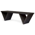 Riah Outdoor Bench, Angled Legs, Slatted 63 Inch Dark Gray Acacia Wood