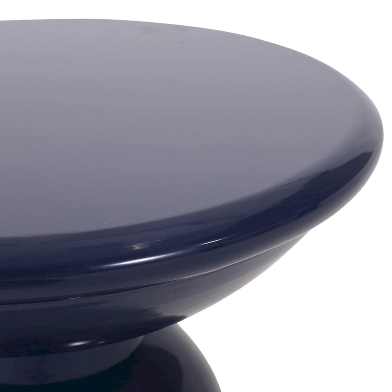 Table d'appoint d'extérieur Suma, plateau rond de 15 pouces, pied central, fer bleu