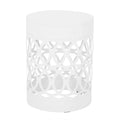 Feio Outdoor Side End Table 14 Inch Round Geometric Pattern White Iron