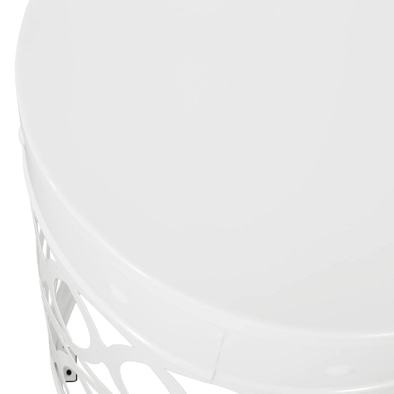 Table d'appoint d'extérieur Feio, ronde de 14 pouces, motif géométrique, fer blanc