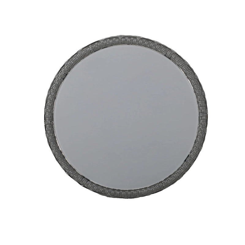Table d'appoint d'extérieur ronde avec accents tressés, 45,7 cm, rotin gris