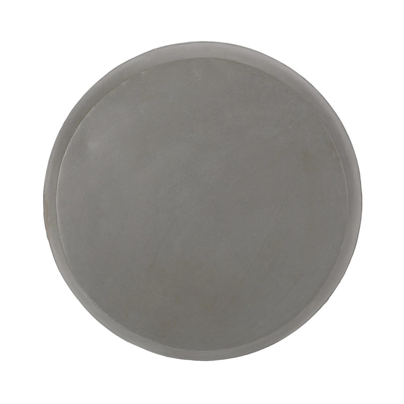 Table d'appoint d'extérieur, ronde 40 cm en faux béton gris avec motif blanc