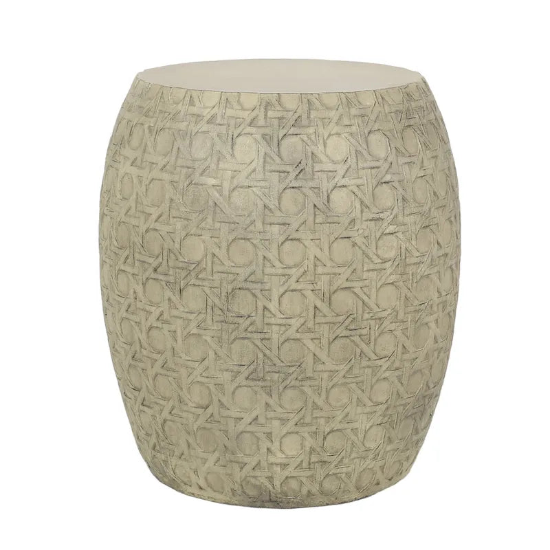 Table d'appoint d'extérieur, jaune antique imitation béton, ronde 18 pouces