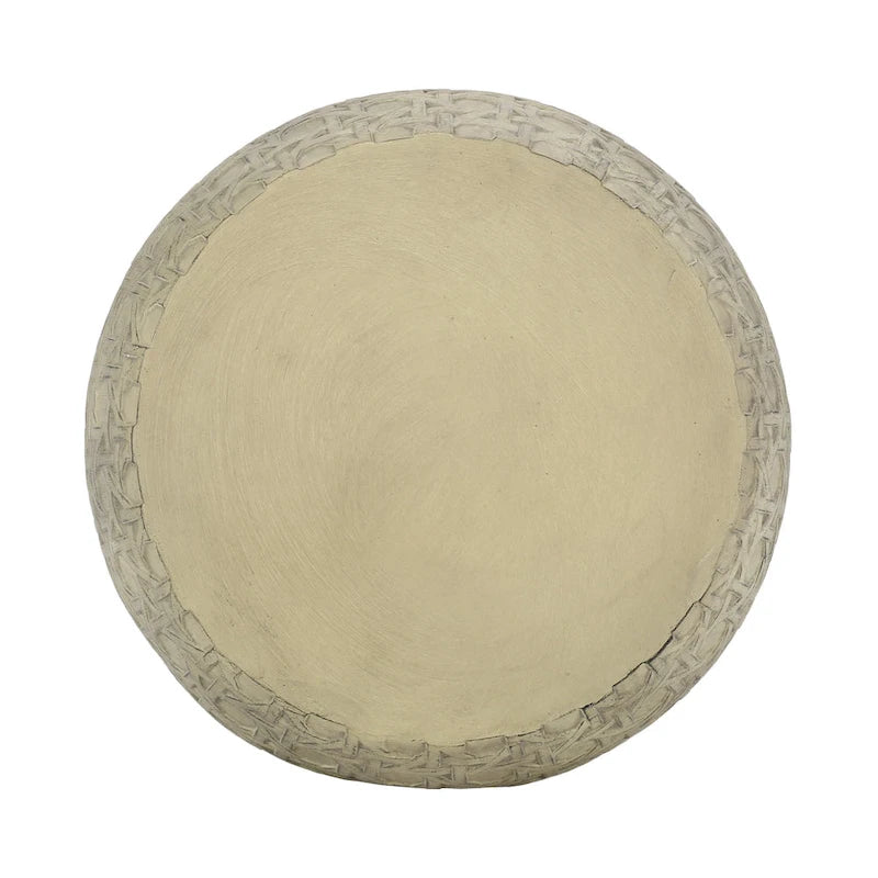 Table d'appoint d'extérieur, jaune antique imitation béton, ronde 18 pouces