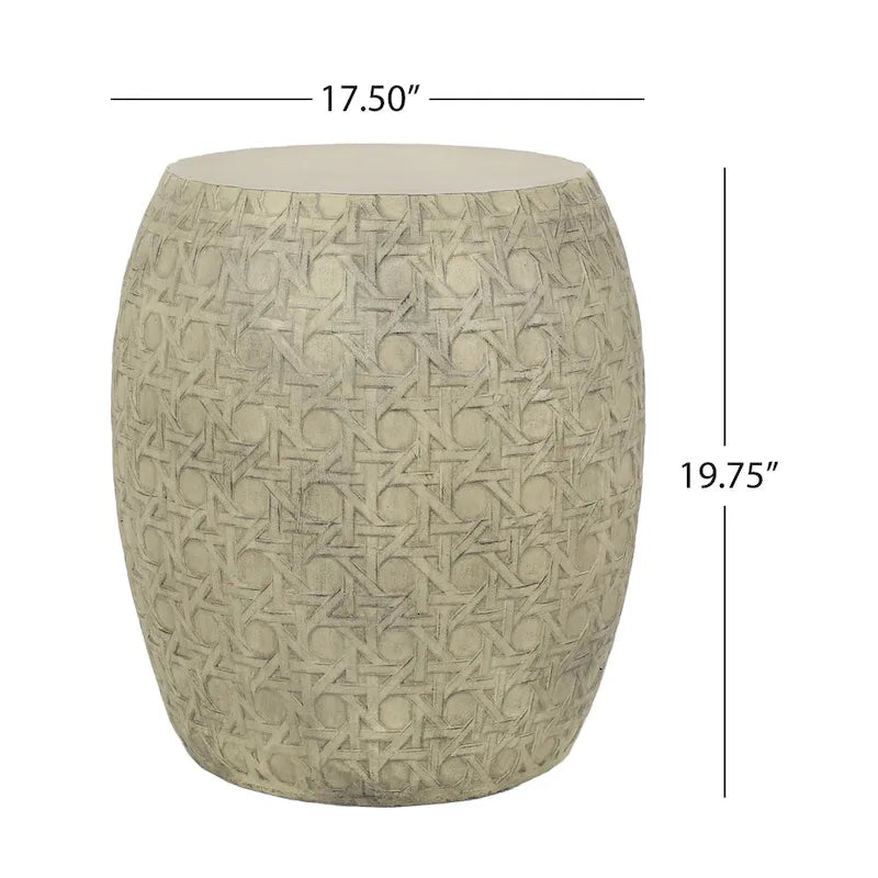 Table d'appoint d'extérieur, jaune antique imitation béton, ronde 18 pouces