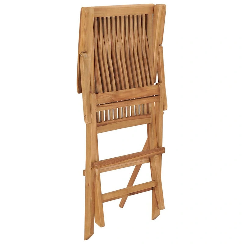 Ensemble de 3 chaises longues pliantes d'extérieur, dossier à lattes, en teck marron