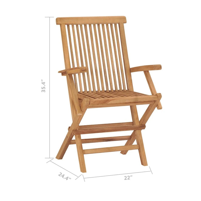 Ensemble de 3 chaises longues pliantes d'extérieur, dossier à lattes, en teck marron