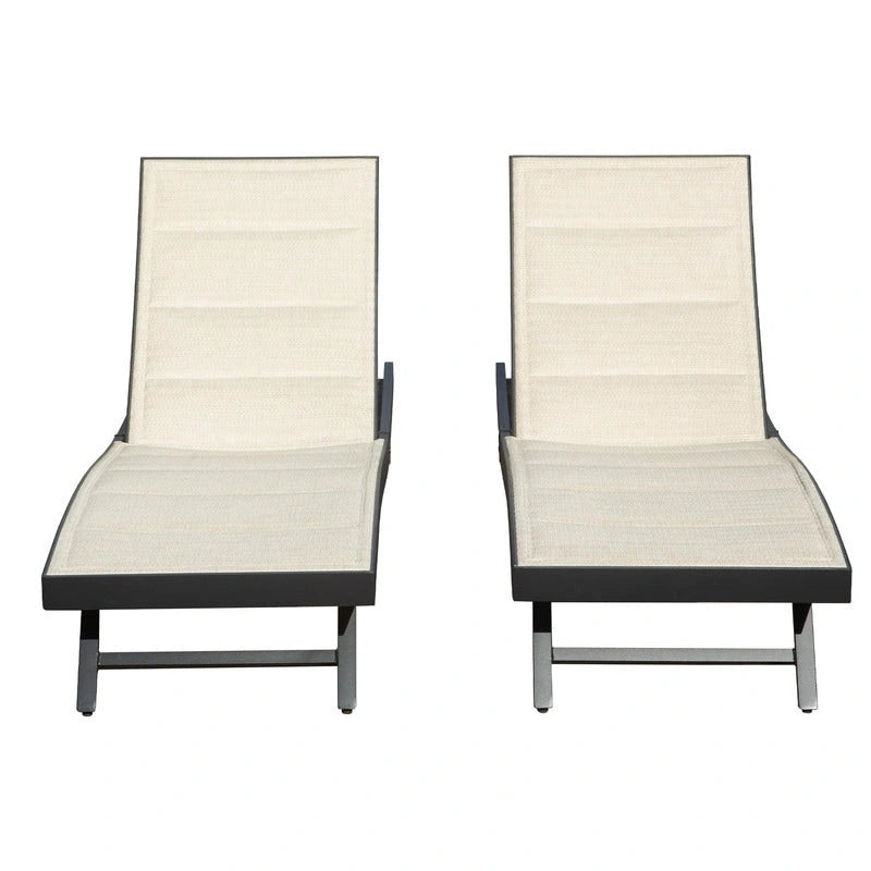 Lot de 2 chaises longues de patio Domi, chaises longues d'extérieur, chaises longues de piscine en textilène et aluminium