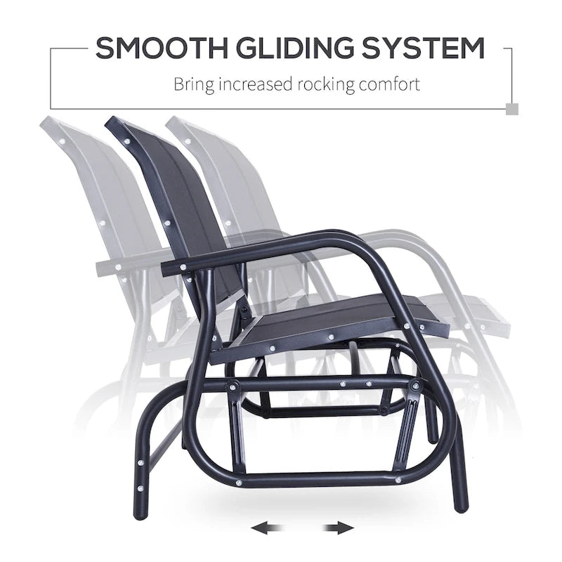 Balançoire à bascule double 2 places d'extérieur, fauteuil à bascule double pour patio avec cadre en acier thermolaqué pour jardin, véranda
