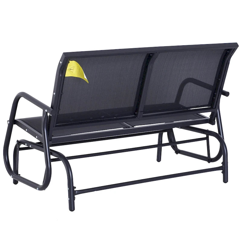 Balançoire à bascule double 2 places d'extérieur, fauteuil à bascule double pour patio avec cadre en acier thermolaqué pour jardin, véranda