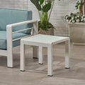 Table basse de piscine Table d'appoint carrée Table d'appoint d'extérieur en aluminium Table de canapé avec plateau en verre trempé dépoli