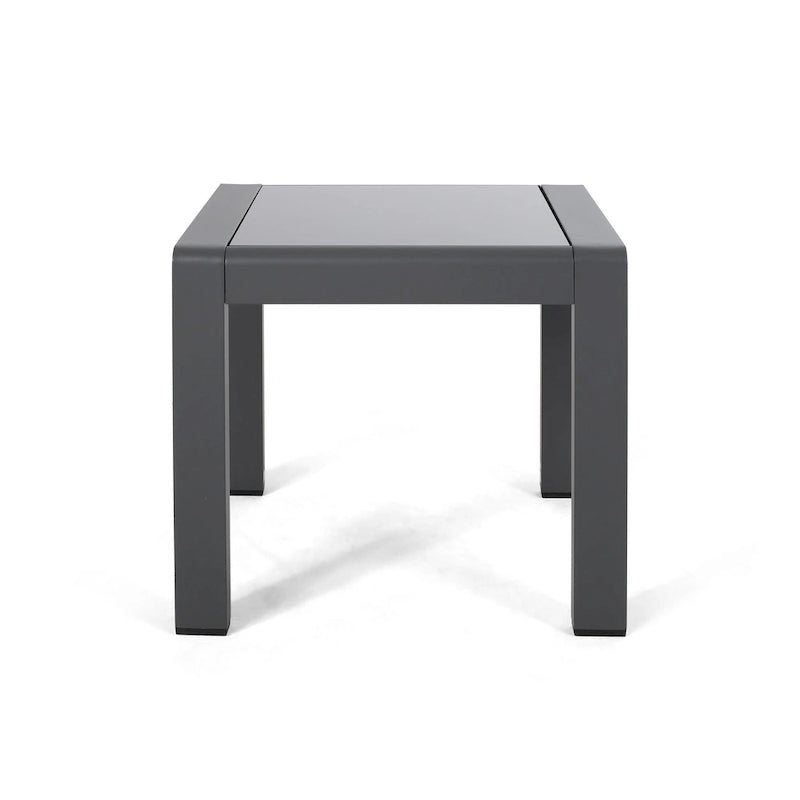 Table basse de piscine Table d'appoint carrée Table d'appoint d'extérieur en aluminium Table de canapé avec plateau en verre trempé dépoli