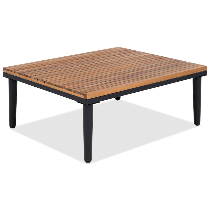 Ensemble de meubles de patio avec coussins amovibles et table basse, canapé en bois d'acacia, canapé d'angle d'extérieur