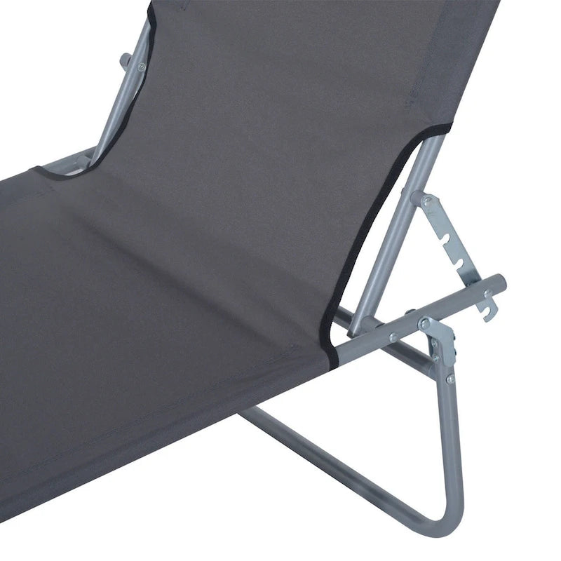 Chaise longue d'extérieur Outsunny, transat pliable réglable, chaise de bronzage avec pare-soleil pour la plage, le camping, le jardin