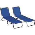 Outsunny Lot de 2 chaises longues pliantes de piscine avec dossier inclinable sur 5 niveaux, cadre en acier pour la plage, le jardin, le patio