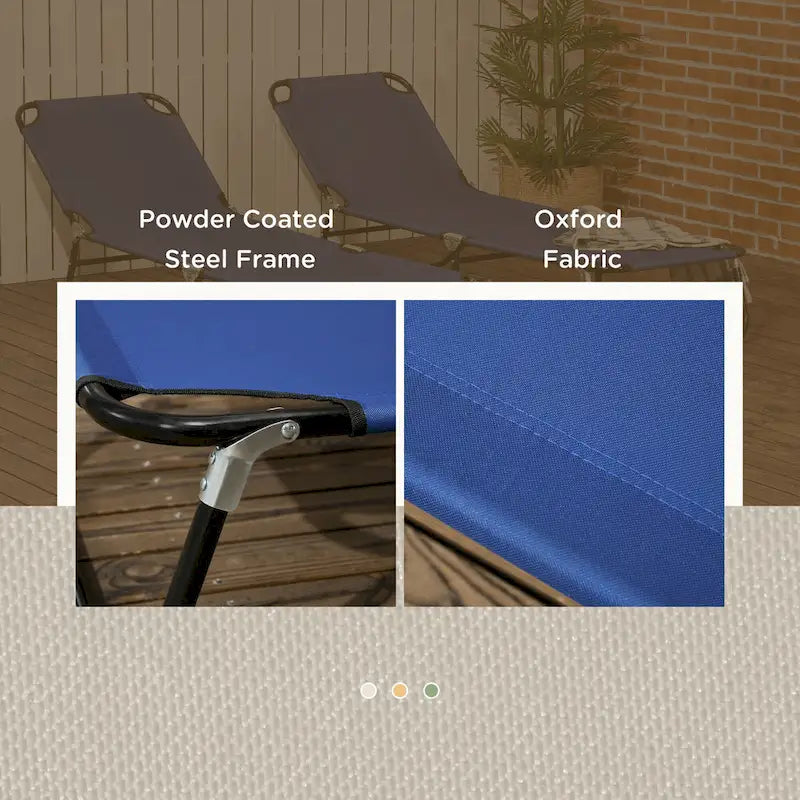 Outsunny Lot de 2 chaises longues pliantes de piscine avec dossier inclinable sur 5 niveaux, cadre en acier pour la plage, le jardin, le patio