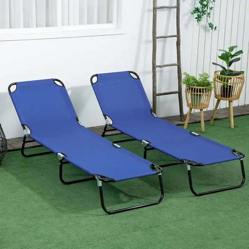 Outsunny Lot de 2 chaises longues pliantes de piscine avec dossier inclinable sur 5 niveaux, cadre en acier pour la plage, le jardin, le patio