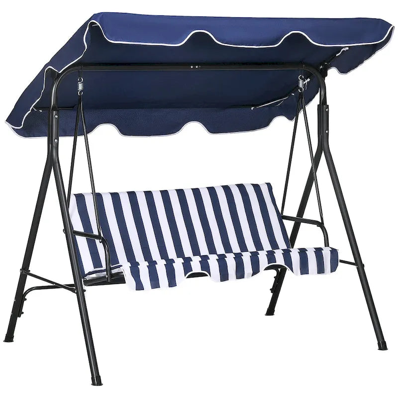 3-Seat Outdoor Patio Swing Chair with Removable Cushion and Adjustable Tilt Canopy for Patio, Garden, Poolside, Balcony