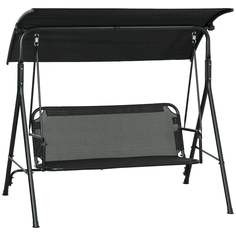 Outsunny 3-Seat Outdoor Patio Swing Chair with Removable Cushion, Steel Frame Stand and Adjustable Tilt Canopy for Garden